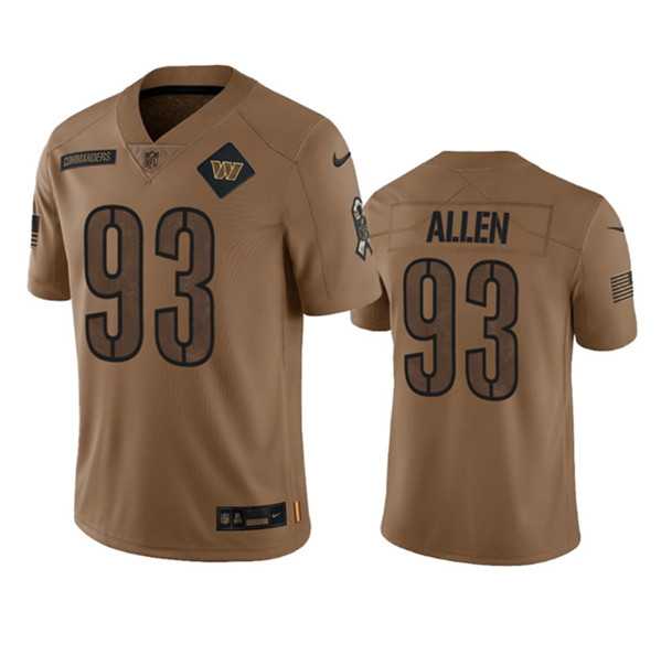 Men's Washington Commanders #93 Jonathan Allen 2023 Brown Salute To Service Limited Football Stitched Jersey Dyin